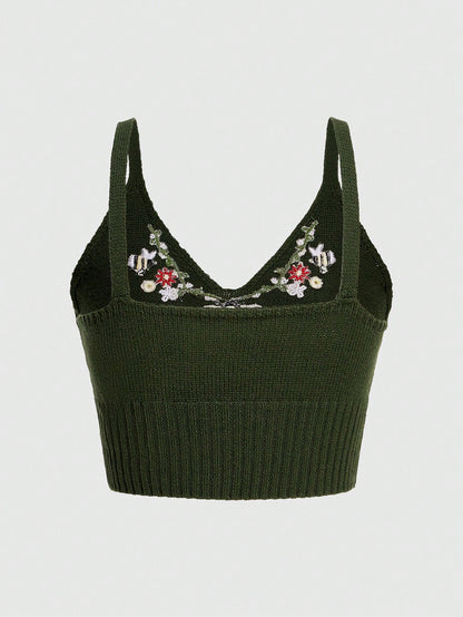ROMWE Fairycore Top De Punto De Abejorro Para Mujer Camisole