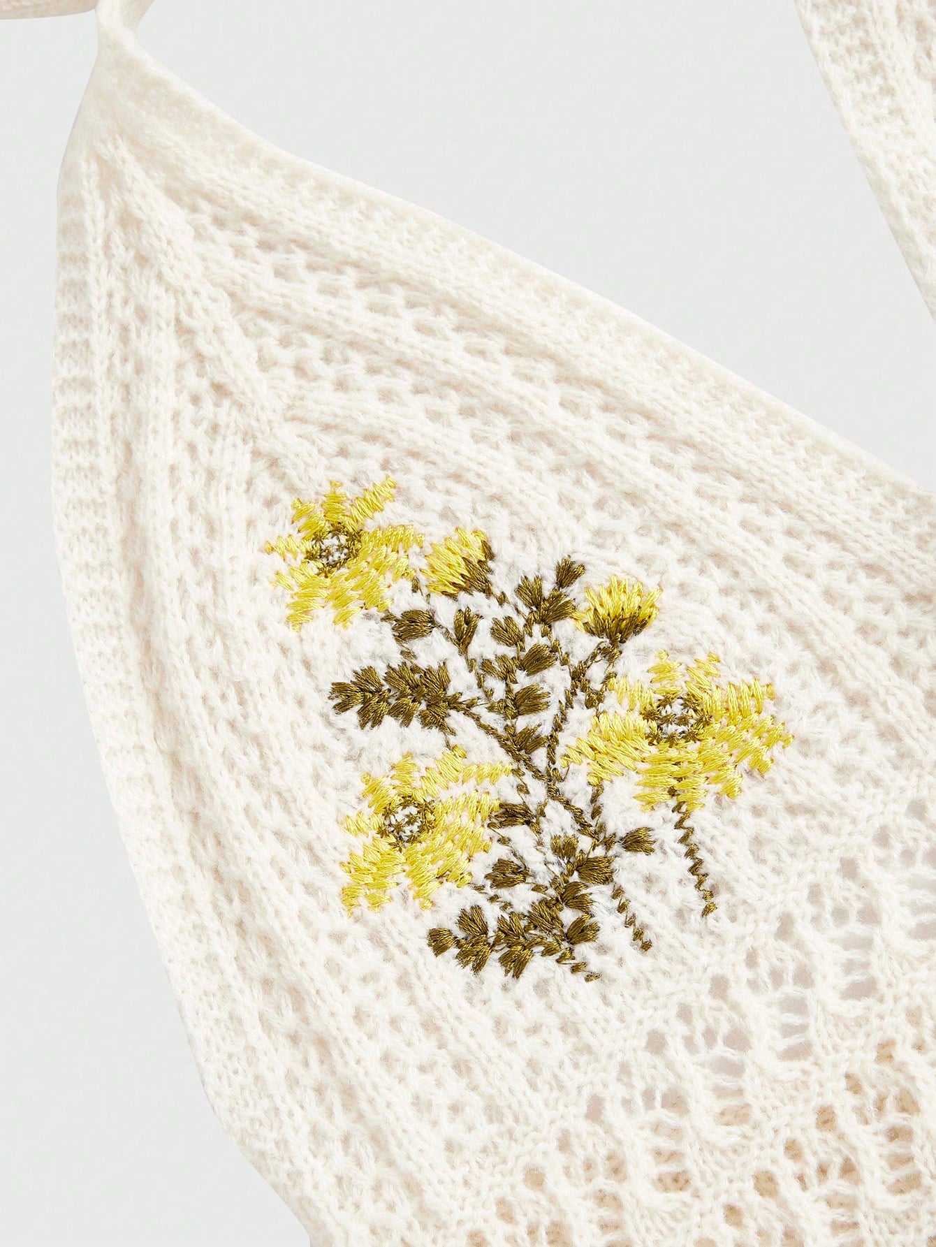 ROMWE Fairycore Top de verano halter de ganchillo con bordado de margaritas para playa