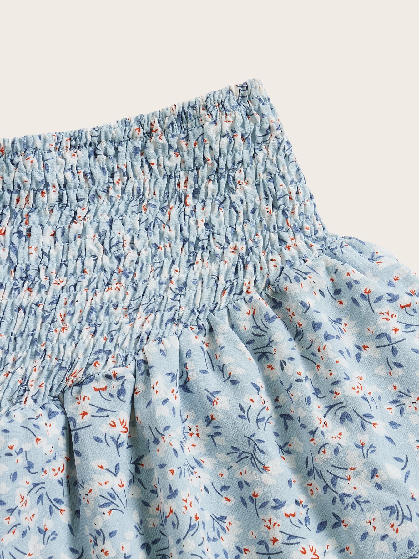 ROMWE Falda informal con volantes en el bajo, estampado floral diminuto, estilo vacaciones