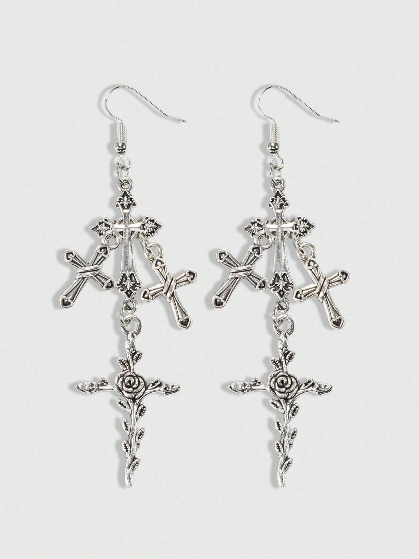 ROMWE Goth 1 par de pendientes góticos de estilo Halloween con forma de cruz para Navidad