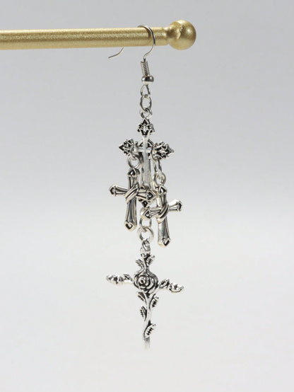 ROMWE Goth 1 par de pendientes góticos de estilo Halloween con forma de cruz para Navidad