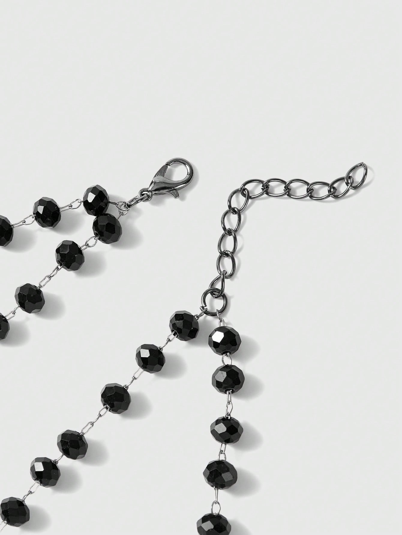 ROMWE Goth 1 pieza Collar de cruz del día de la Ascensión con cuentas y borlas, estilo gótico, de material de metal y resina negra, adecuado para uso diario y fiestas de mujeres