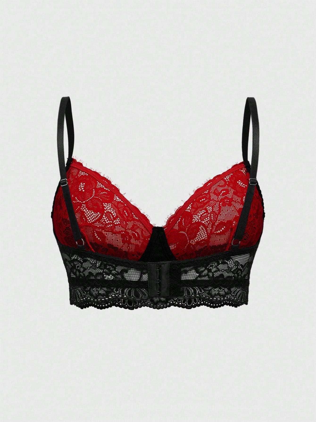 ROMWE Goth Bralette con encaje en forma de cruz gótica y aros