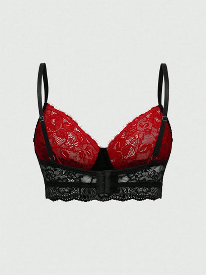 ROMWE Goth Bralette con encaje en forma de cruz gótica y aros