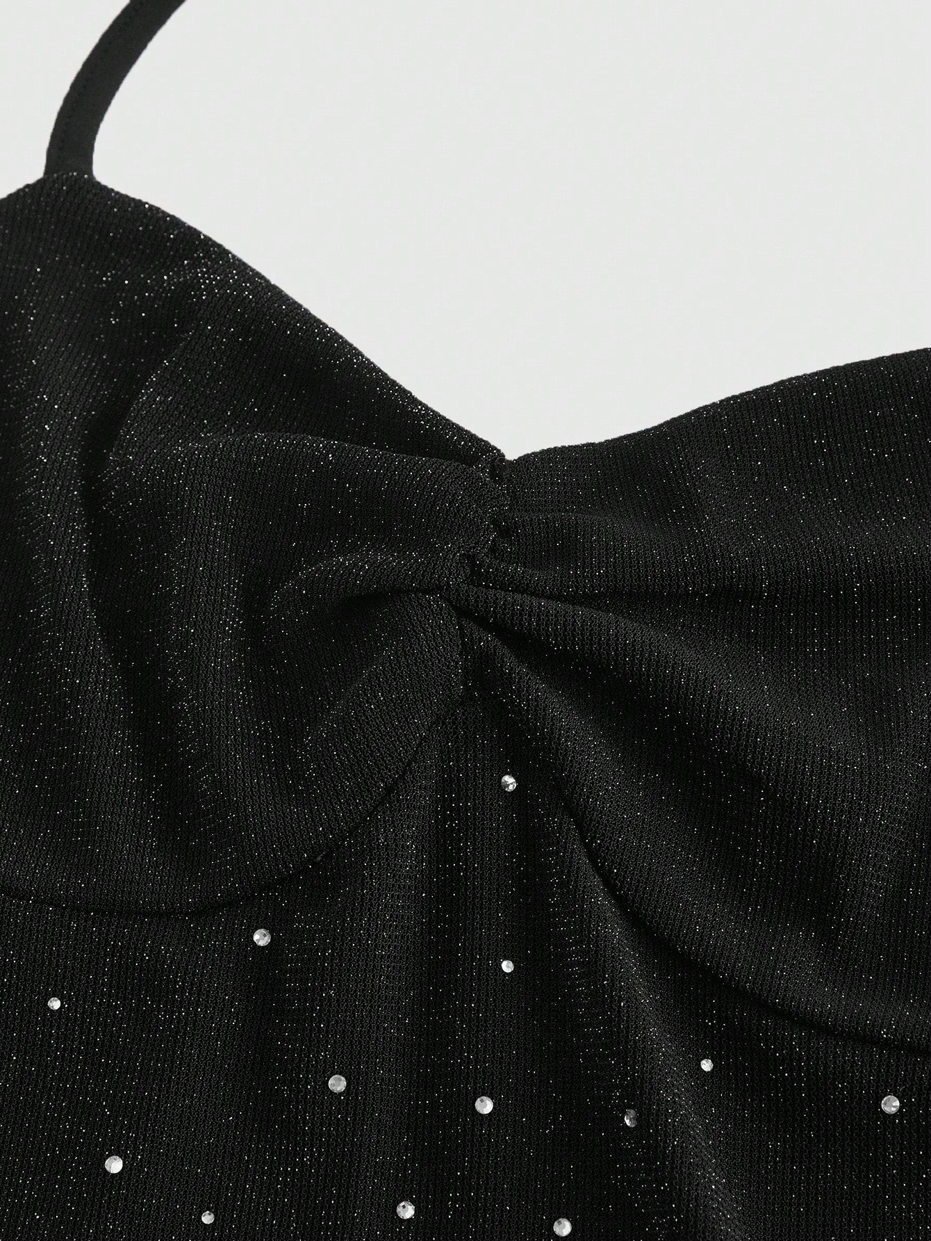 ROMWE Goth Camiseta de tirantes finos con espalda descubierta, de malla y con aplicaciones de strass, de estilo vintage y sexy, ideal para vacaciones