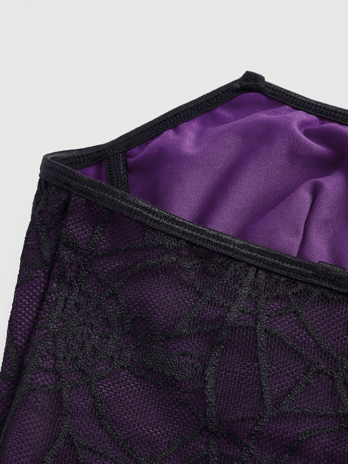 ROMWE Goth Camiseta sin tirantes para mujer con diseño de cuello de murciélago de encaje de telaraña gótico oscuro