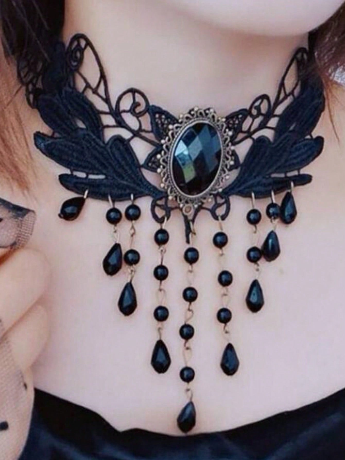 ROMWE Goth Collar gargantilla de encaje con cruz punk, collar gótico lolita vintage de nicho para mujer