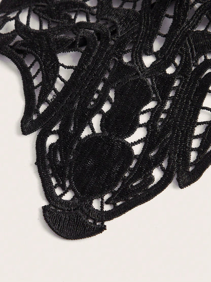 ROMWE Goth Conjunto de lencería sexy con encaje sin aro y cordones de la dark web