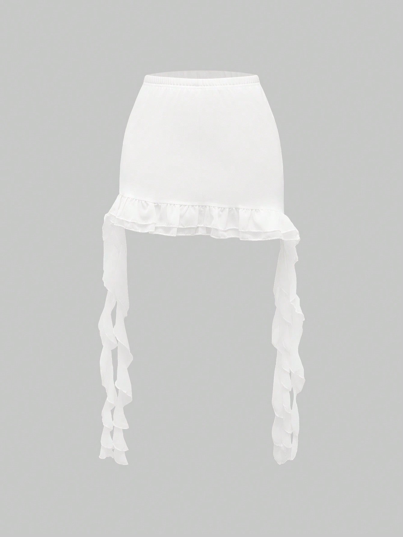 ROMWE Goth Falda ultraasimétrica con volantes en el borde y cinturón decorativo con shorts para damas