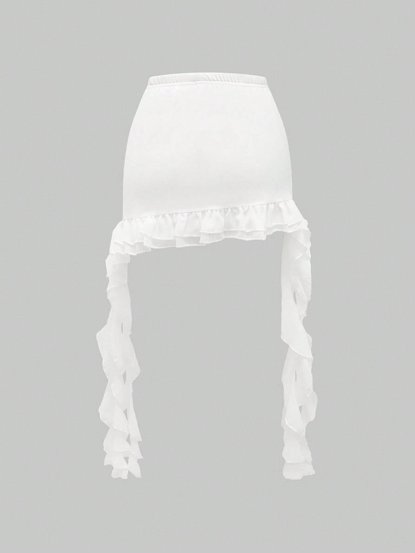 ROMWE Goth Falda ultraasimétrica con volantes en el borde y cinturón decorativo con shorts para damas