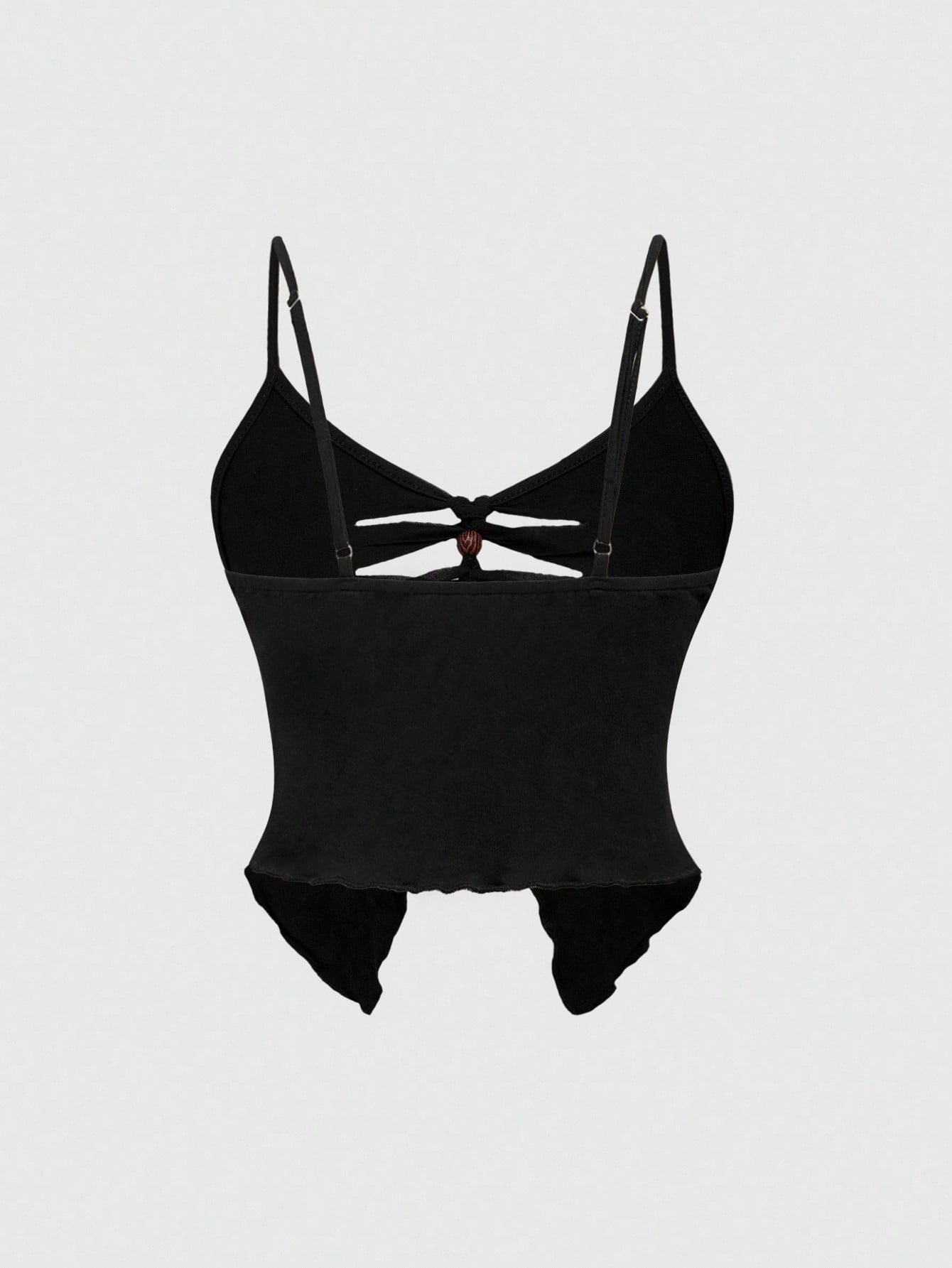ROMWE Goth Parte superior camisola asimétrica para mujer con detalles de metal, cuentas de madera huecas y acabado desgastado en estilo gótico bohemio