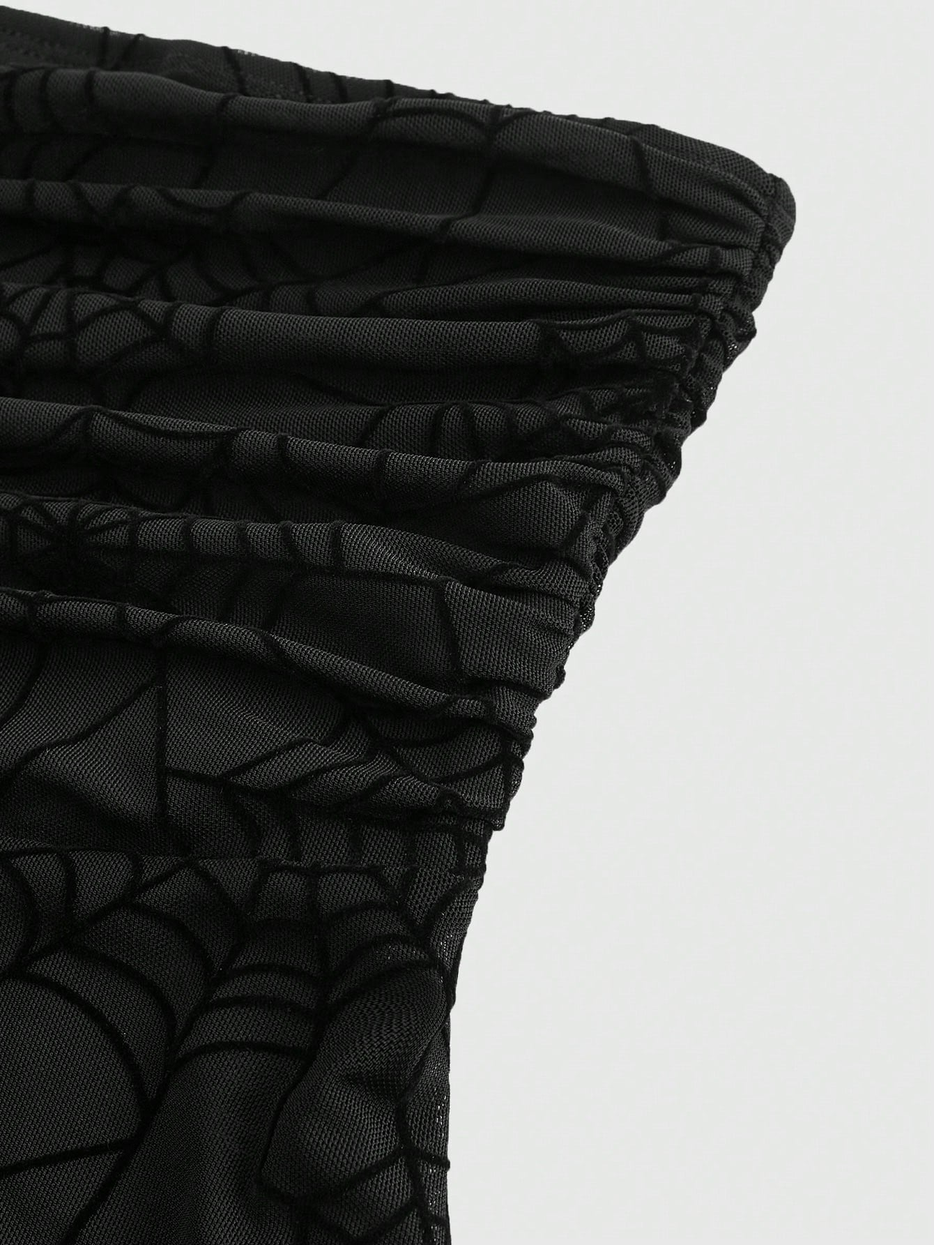 ROMWE Goth Parte superior corta desmontable con malla de tela de araña sexy para el ombligo, estilo Y2K para mujeres