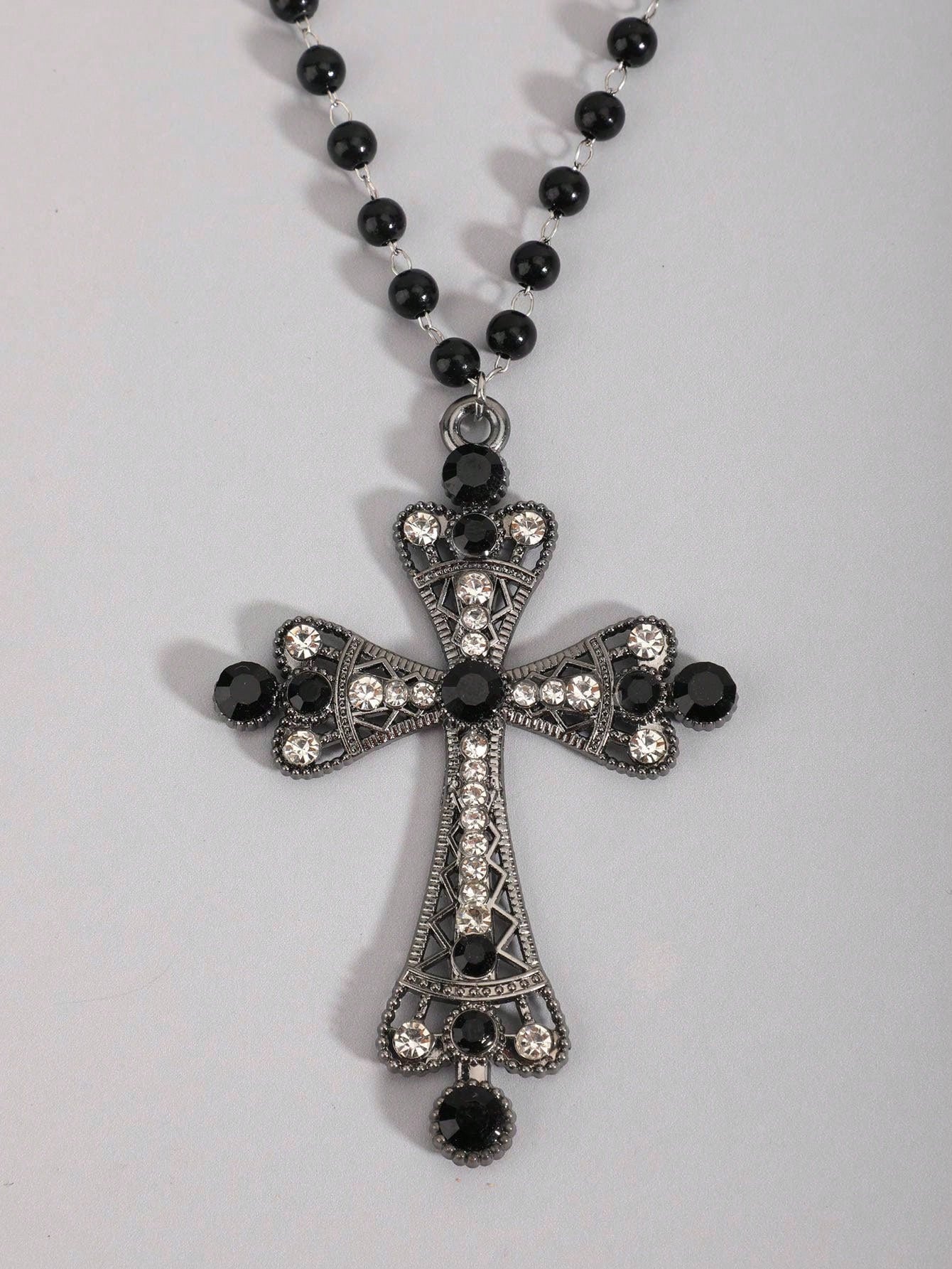 ROMWE Goth Set de 2 collares de clavícula con colgante de estrella de cinco puntas hueca y perla falsa de estilo bohemio, collares de cuentas redondas y estrelladas de moda para mujeres