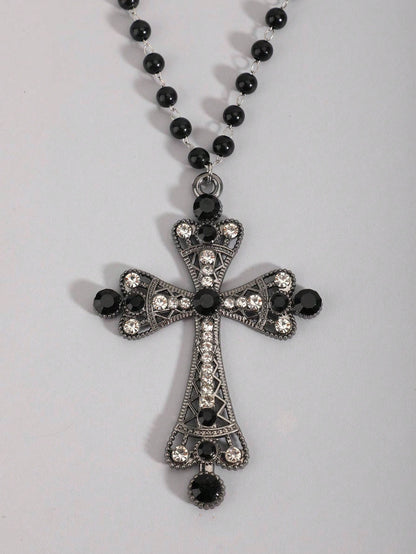 ROMWE Goth Set de 2 collares de clavícula con colgante de estrella de cinco puntas hueca y perla falsa de estilo bohemio, collares de cuentas redondas y estrelladas de moda para mujeres