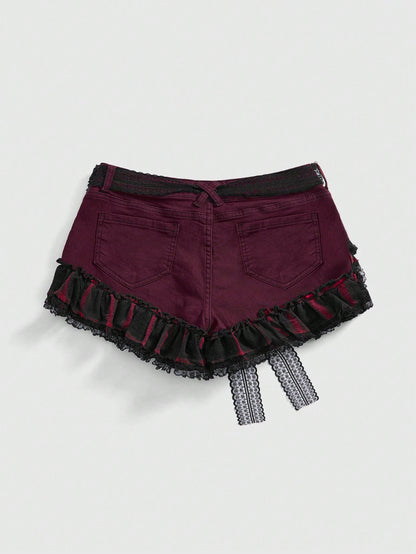 ROMWE Goth Shorts vaqueros mini de pirata oscuro tipo Y2K con calavera