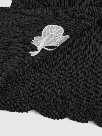 ROMWE Goth Suéter casual de mujer con botones delanteros, mangas largas y detalles gráficos