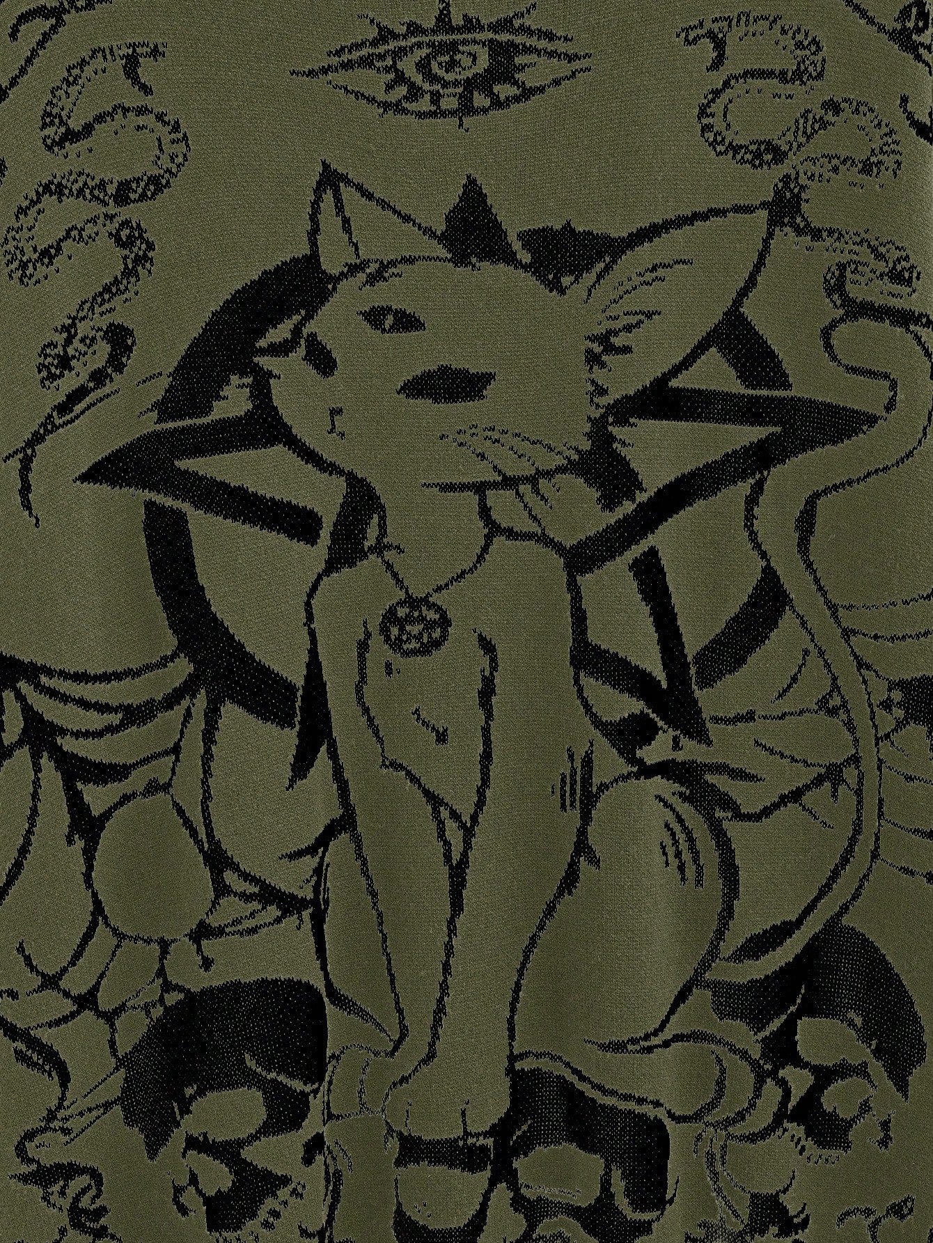 ROMWE Goth Suéter holgado de talla grande con estampado de gato negro, calavera, estrellas, luna y serpiente