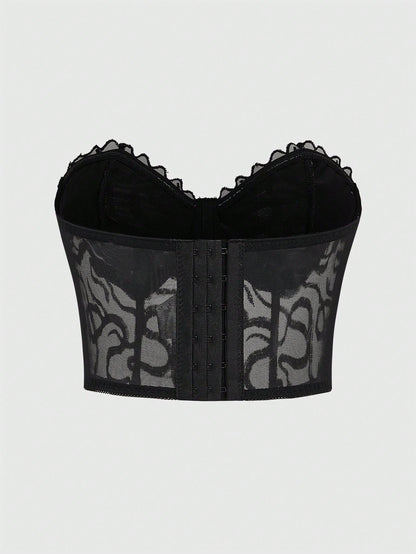 ROMWE Goth Top De Tubo Con Corpiño De Malla Con Decoración De Serpiente