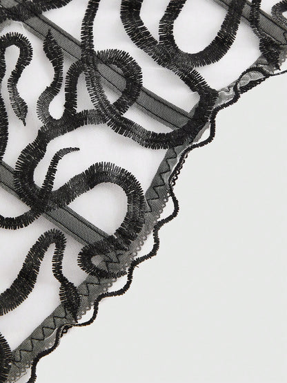 ROMWE Goth Top De Tubo Con Corpiño De Malla Con Decoración De Serpiente