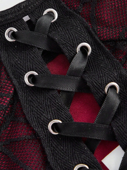 ROMWE Goth Top bandeau asimétrico con lazo en la cintura para mujer