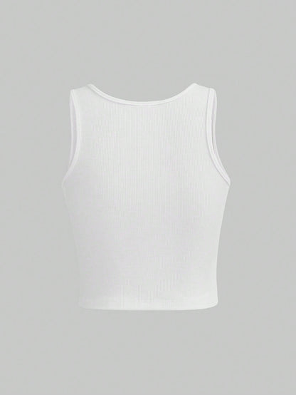 ROMWE Goth Top corto con corsé estampado con cruces, estilo gótico Y2K