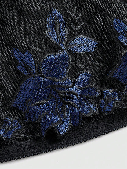ROMWE Goth Top corto transparente con bordado floral sexy para mujeres estilo Y2K