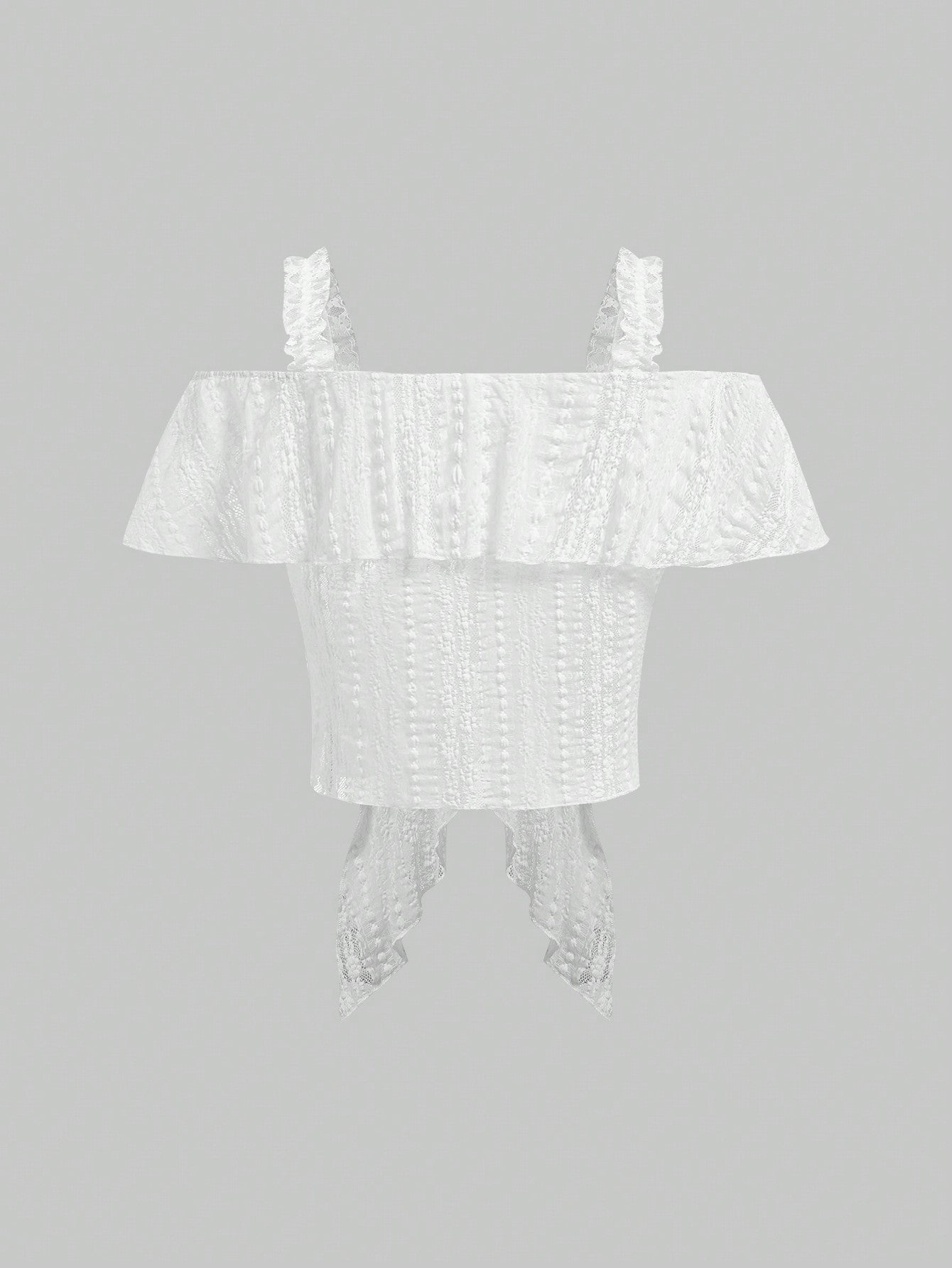 ROMWE Goth Top de hombros descubiertos con borde asimétrico y textura sólida