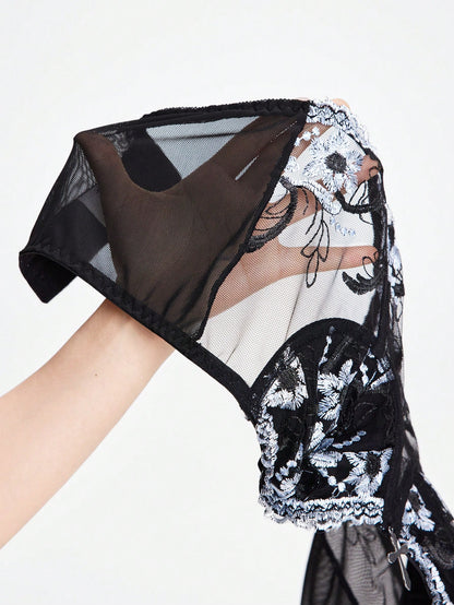 ROMWE Goth Top tubo con estampado floral de estilo palaciego gótico, Halloween