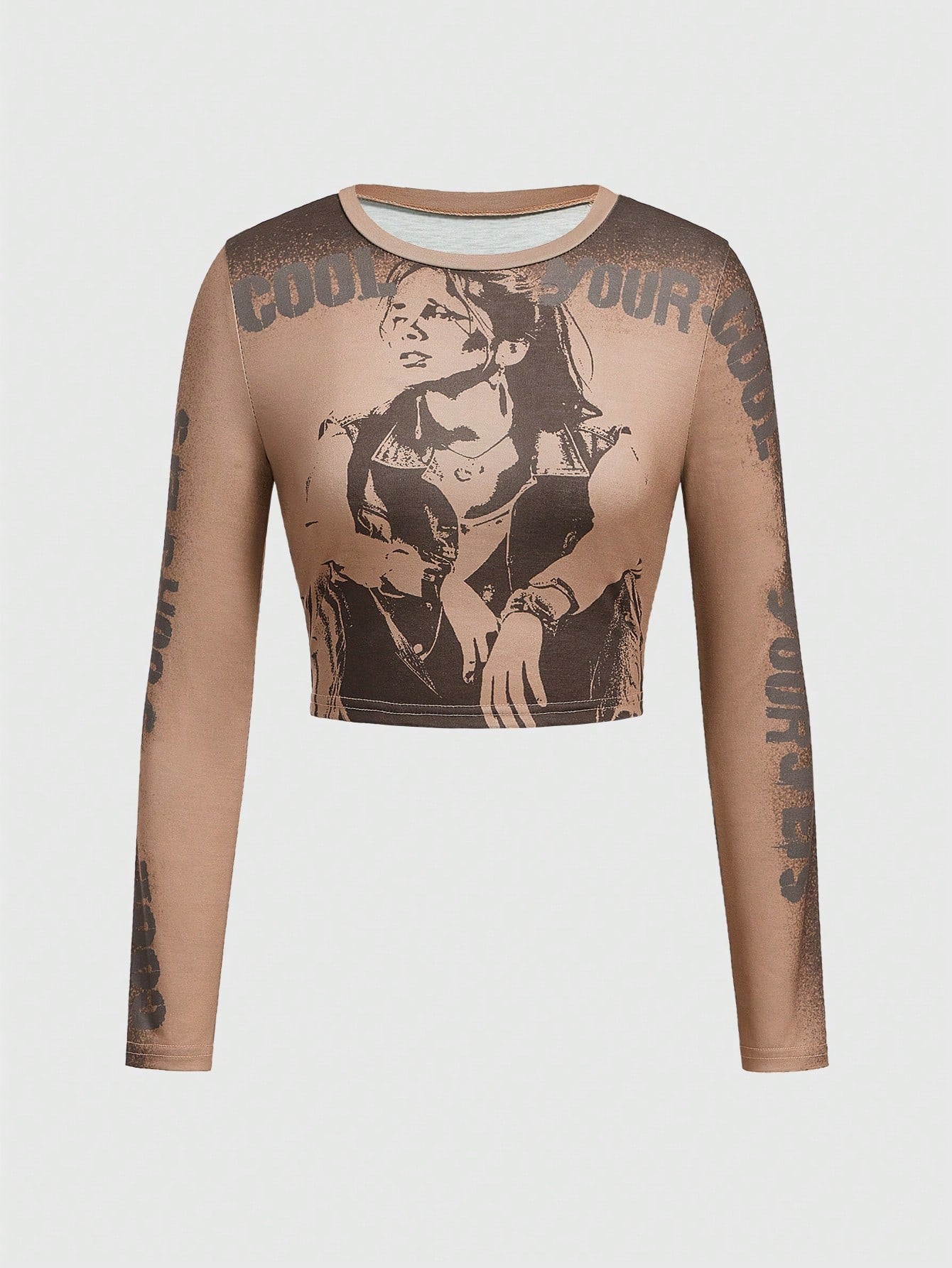 ROMWE Grunge Punk Camiseta Con Estampado De Letras Y Personajes Para Mujer