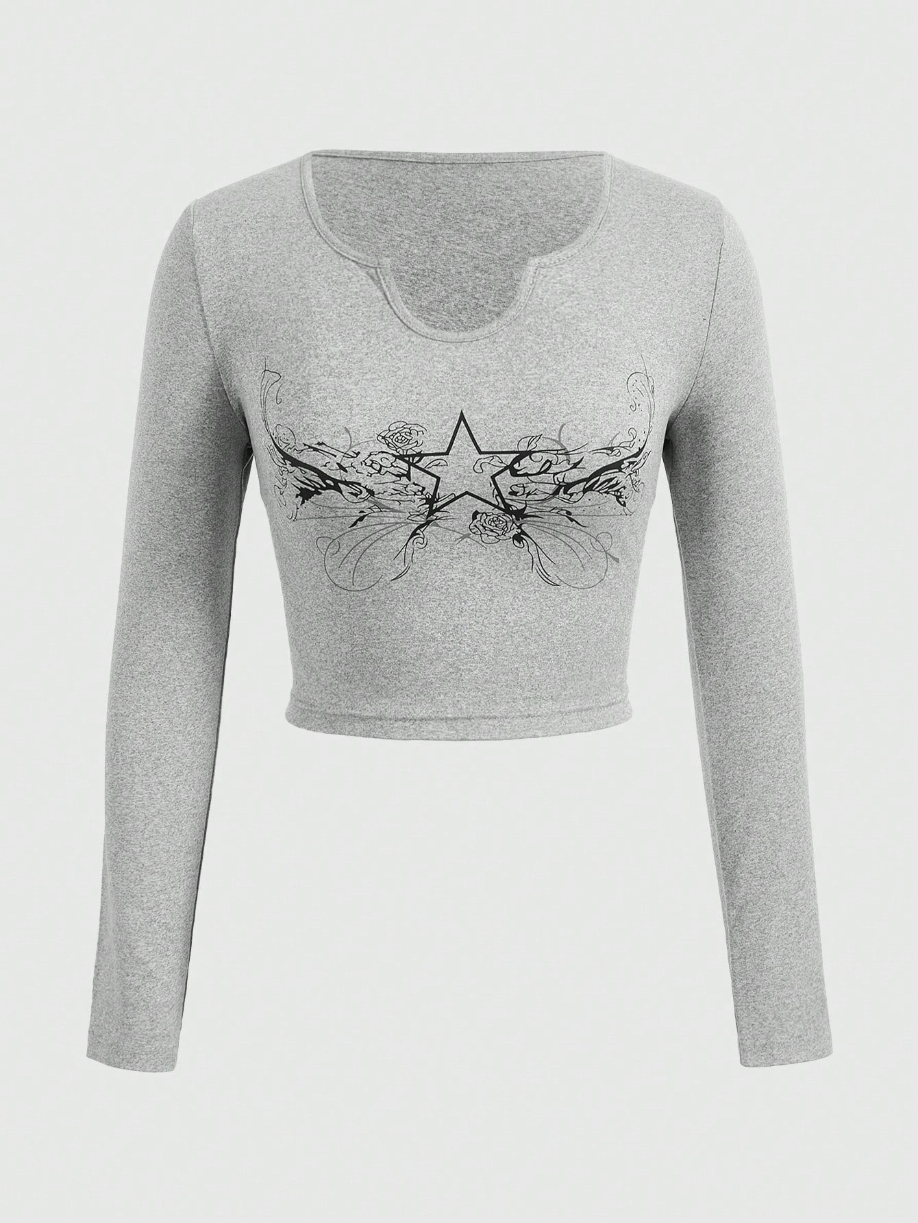 ROMWE Grunge Punk Camiseta Corta Tipo Cosechado De Mujer Con Estampado De Estrellas