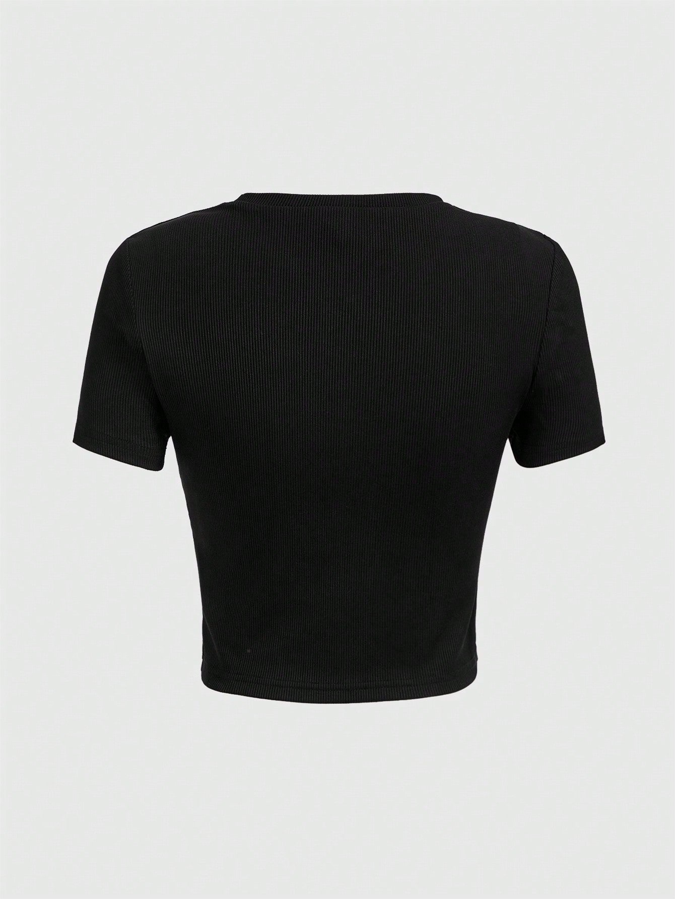 ROMWE Grunge Punk Camiseta corta escolar con bordado cruzado