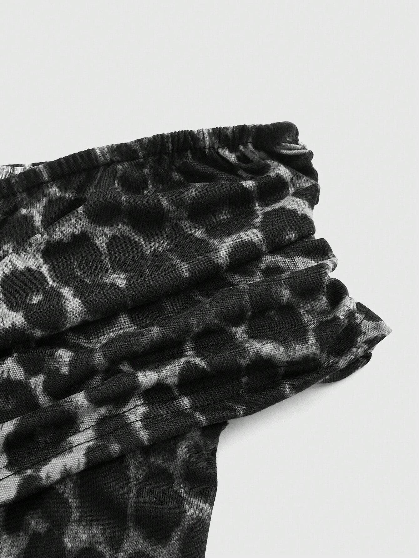 ROMWE Grunge Punk Camiseta para mujer ajustada con hombros descubiertos y estampado de leopardo - Tendencia retrospectiva del milenio, escuela
