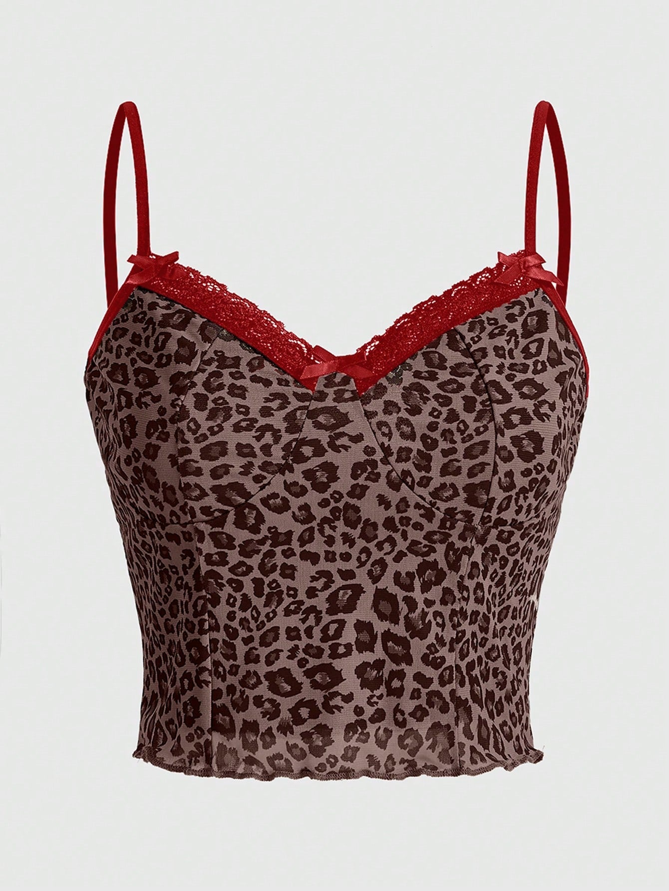 ROMWE Grunge Punk Camisola de encaje con estampado de leopardo