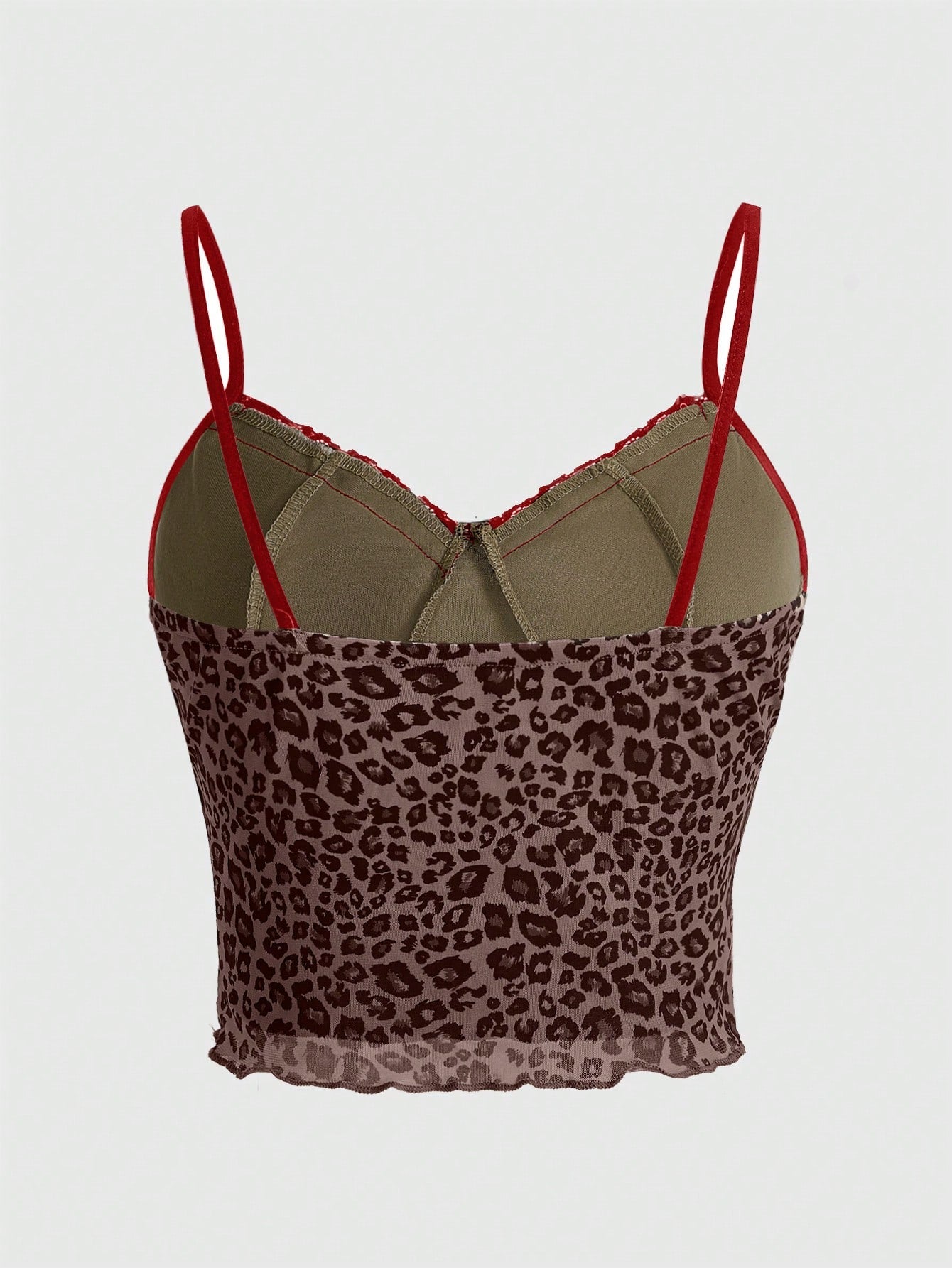 ROMWE Grunge Punk Camisola de encaje con estampado de leopardo