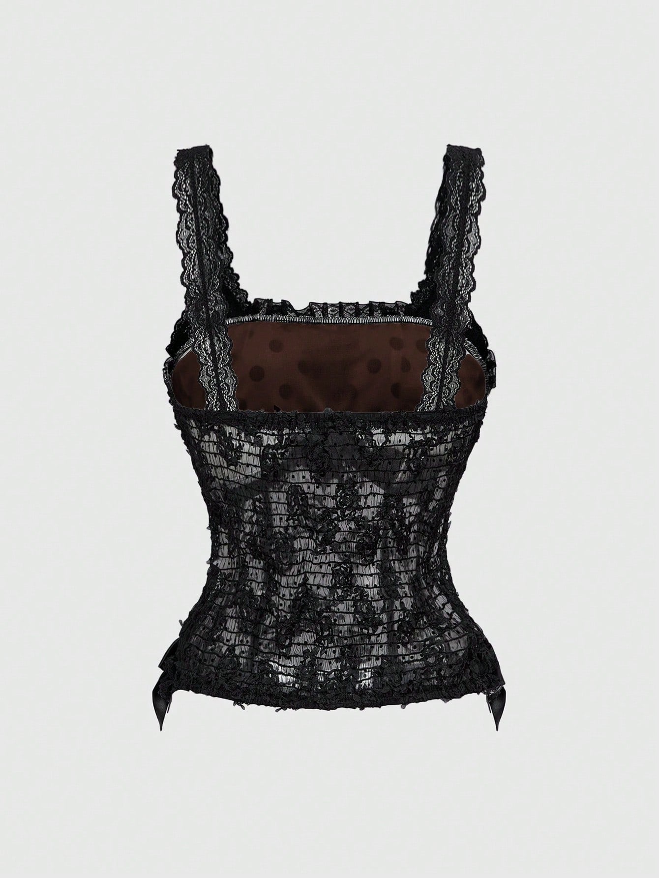 ROMWE Grunge Punk Camisola de mujer con contraste de encaje y lunares para el Día de San Valentín, estilo Y2K