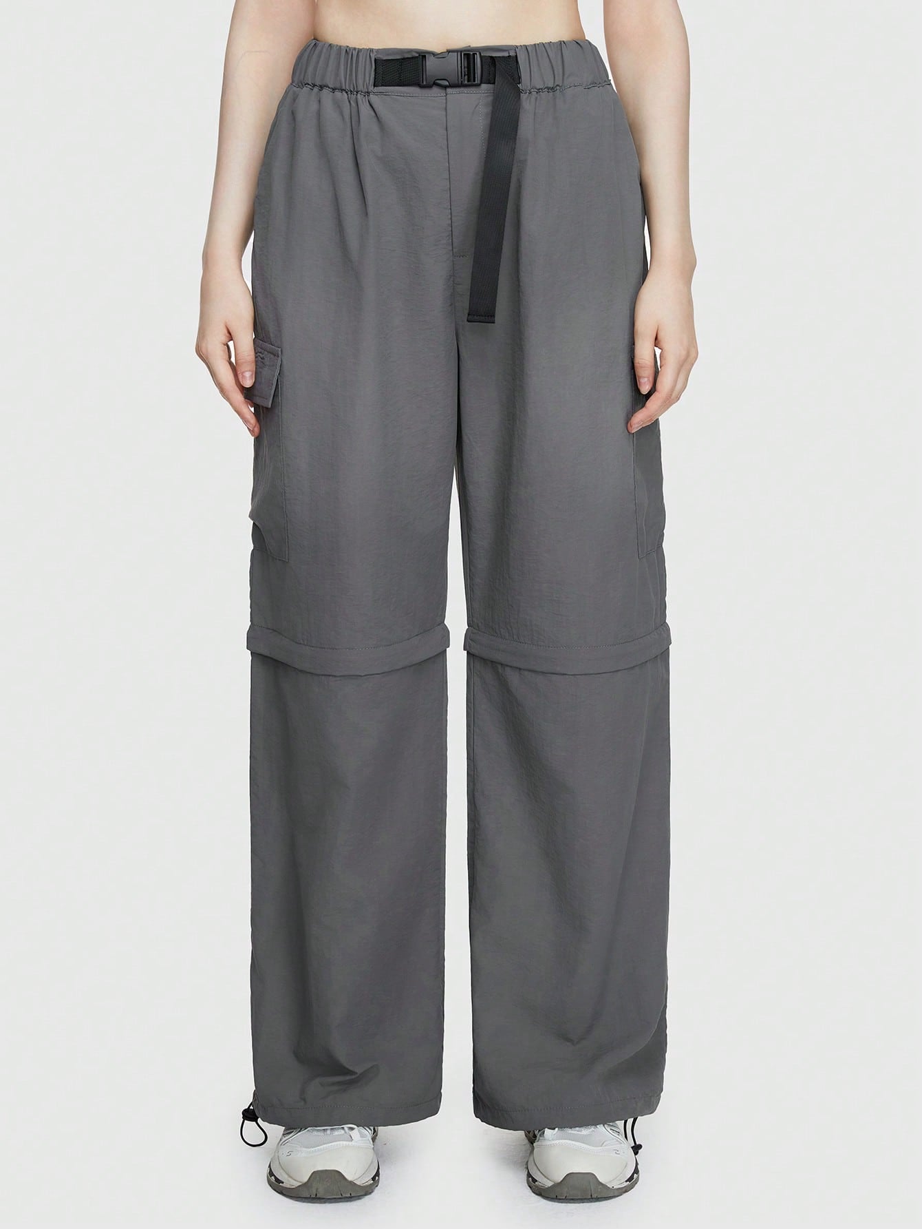 ROMWE Grunge Punk Pantalones De Pierna Recta De Múltiples Bolsillos Para Mujer Tipo Cargo (convertibles, Con Longitud Ajustable)