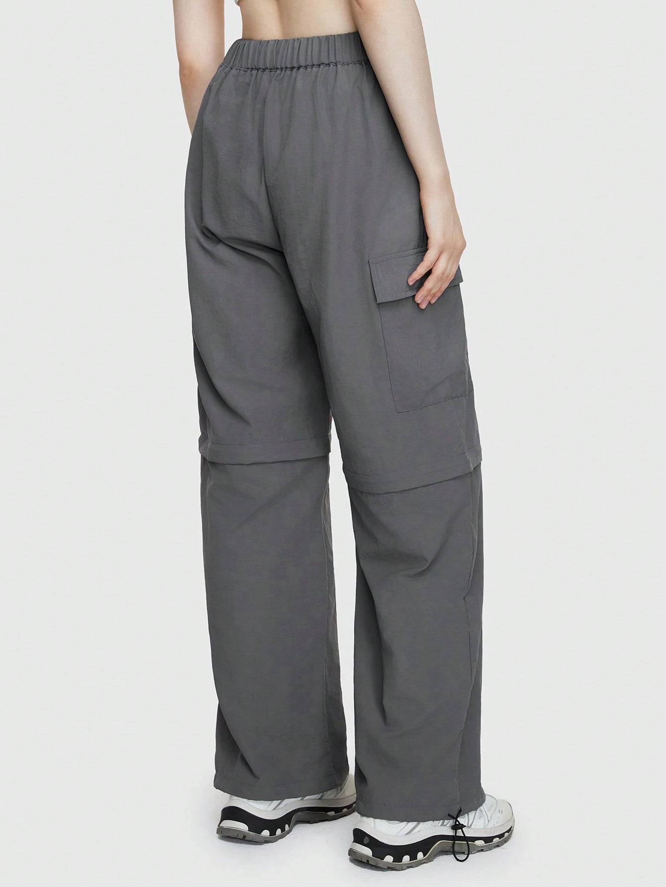 ROMWE Grunge Punk Pantalones De Pierna Recta De Múltiples Bolsillos Para Mujer Tipo Cargo (convertibles, Con Longitud Ajustable)