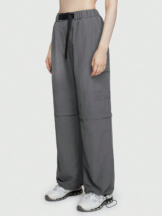 ROMWE Grunge Punk Pantalones De Pierna Recta De Múltiples Bolsillos Para Mujer Tipo Cargo (convertibles, Con Longitud Ajustable)