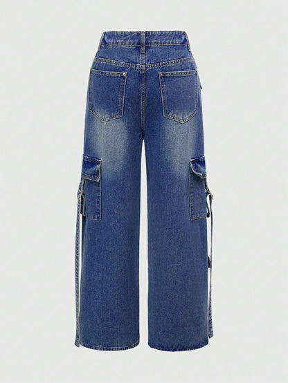 ROMWE Grunge Punk Pantalones vaqueros de mujer con ajuste holgado, de moda para el verano
