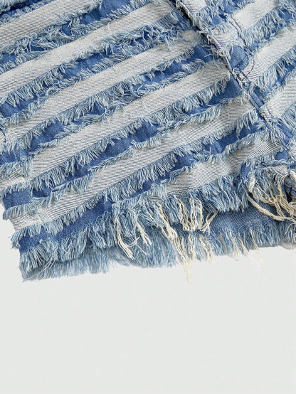 ROMWE Grunge Punk Short de mezclilla sexy para mujer con cintura baja, diseño vintage de retazos, desgarrado y dobladillo deshilachado