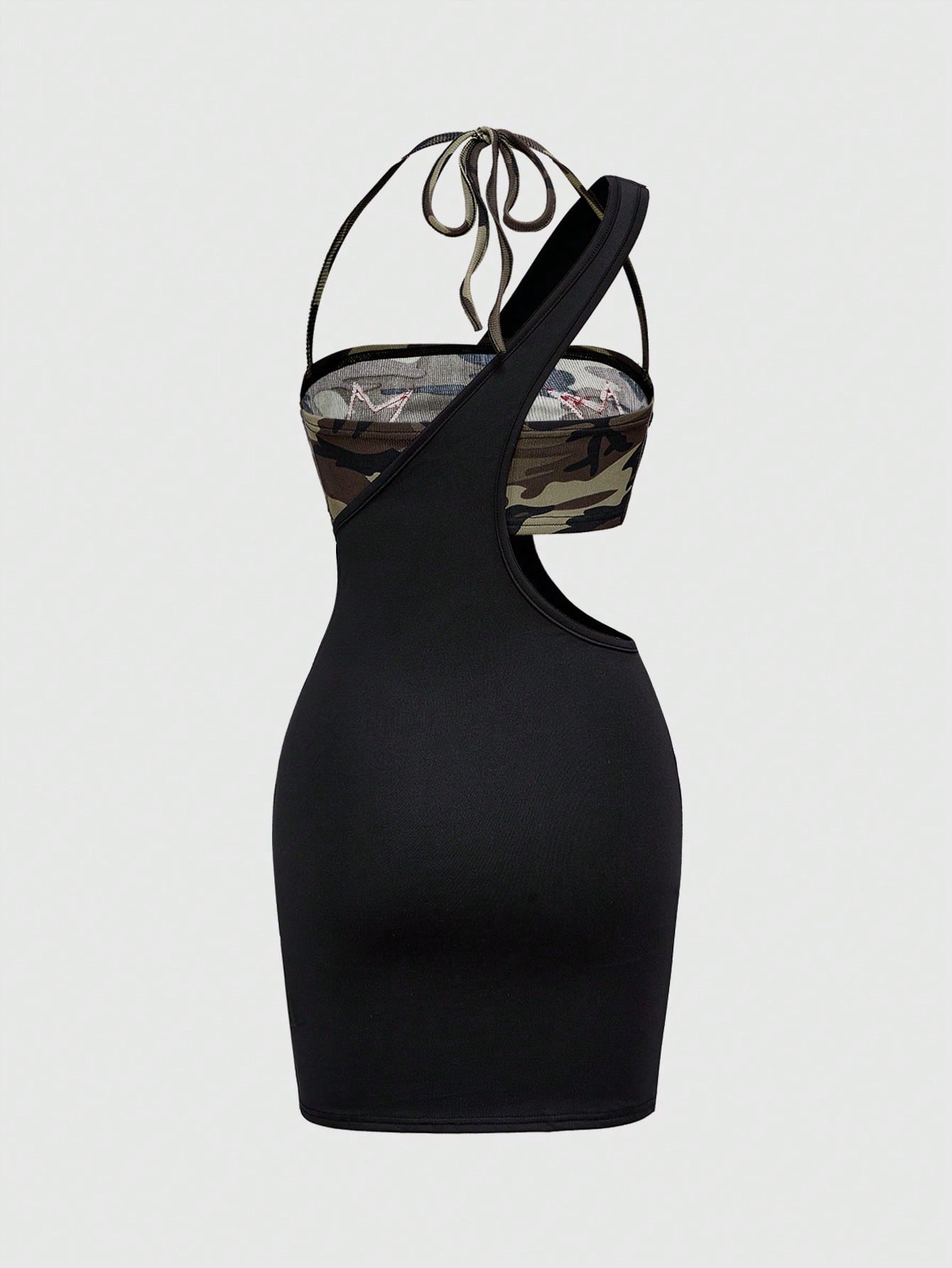 ROMWE Grunge Punk Top corto sin tirantes con estampado de camuflaje Y2K sexy