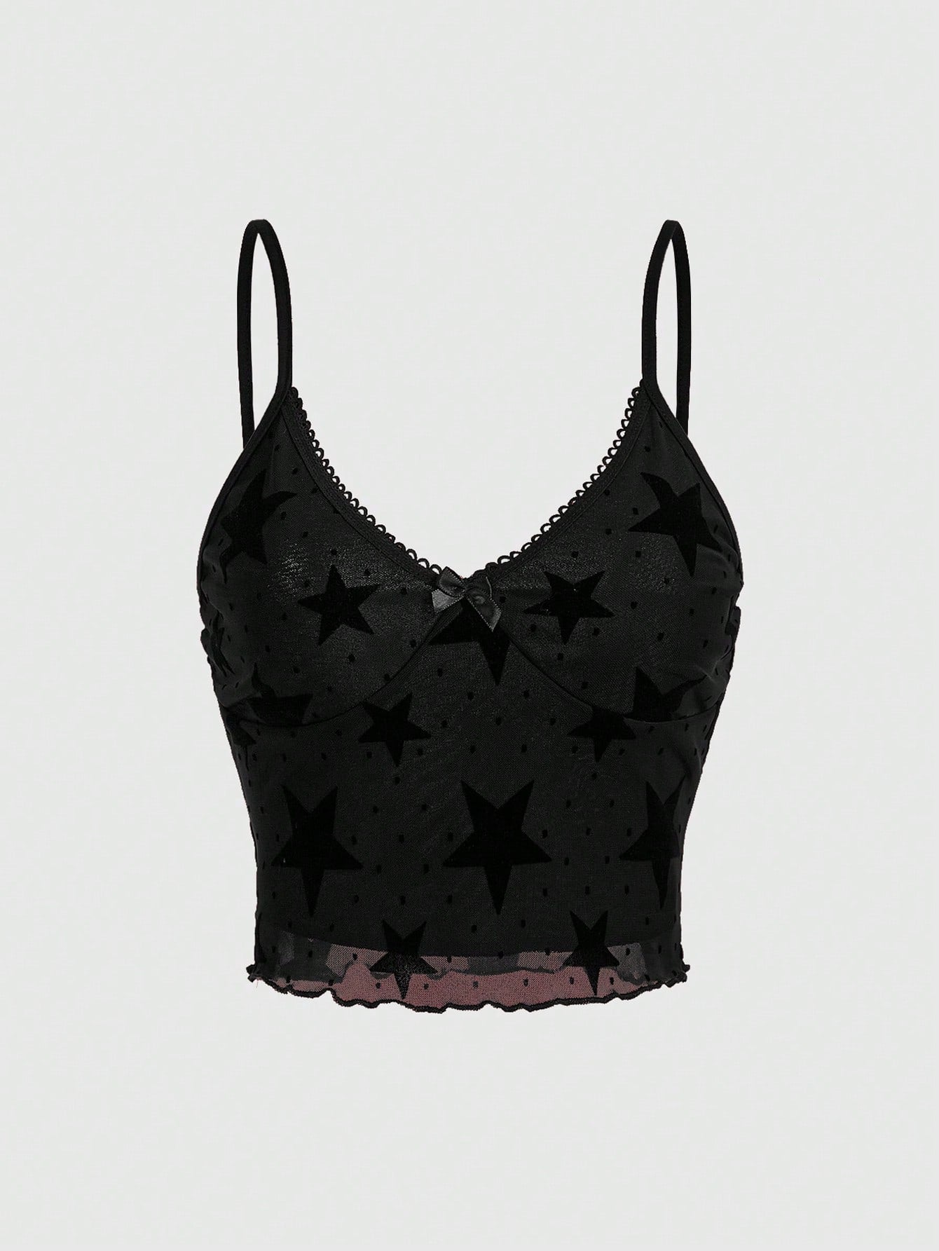 ROMWE Grunge Punk Top de tirantes con estampado de estrella