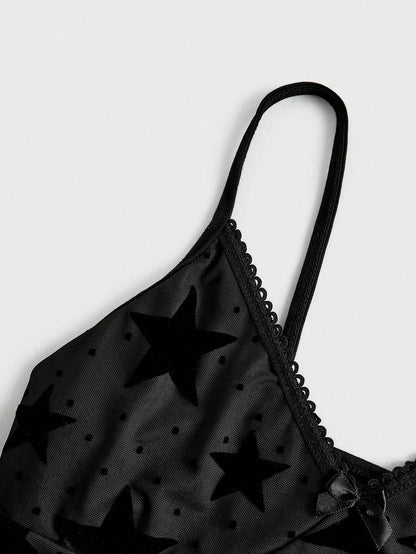 ROMWE Grunge Punk Top de tirantes con estampado de estrella