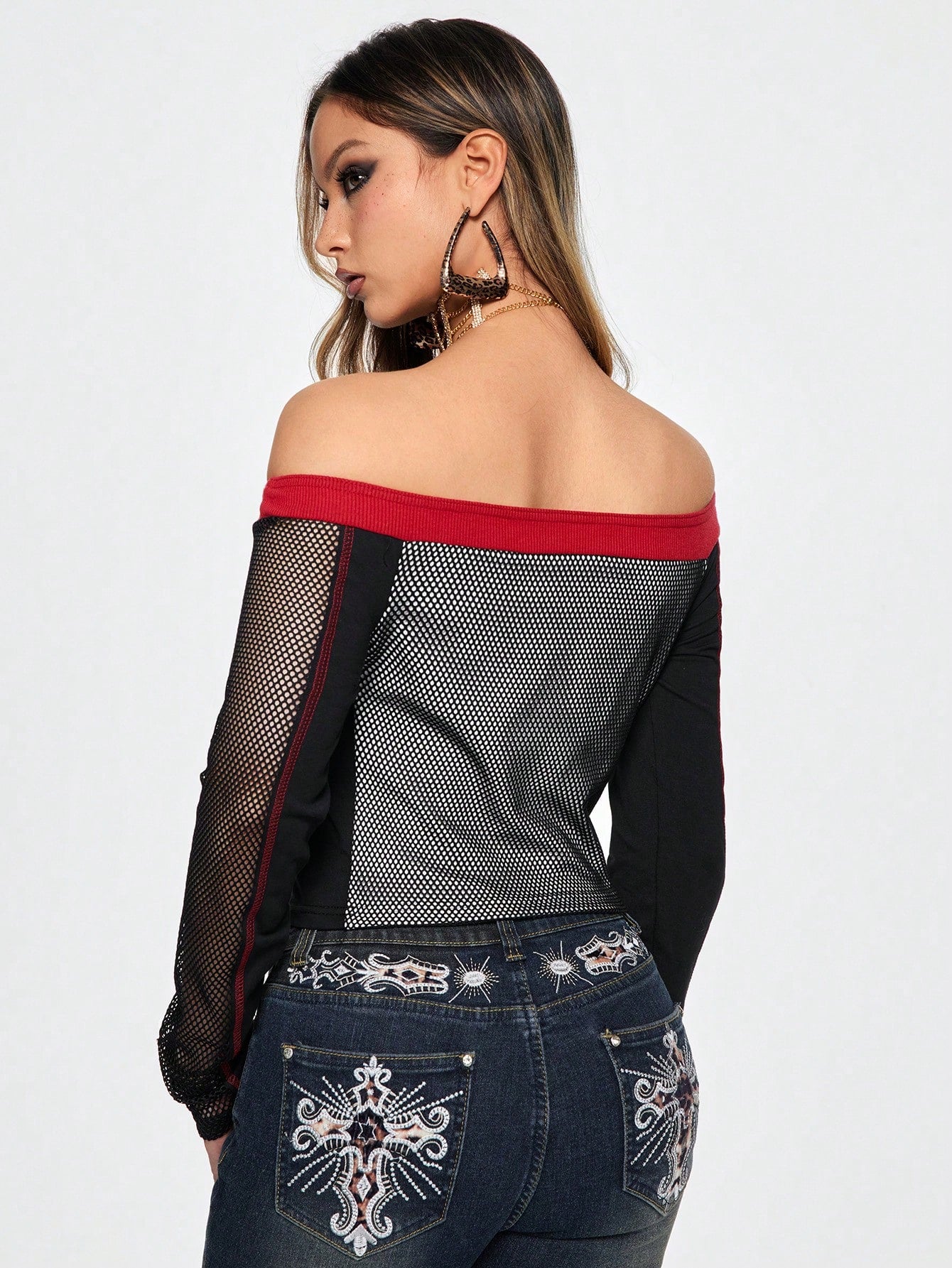 ROMWE Grunge Punk Top transparente de mujer con estampado de letras, corte al hombro y cuello halter en estilo Y2K