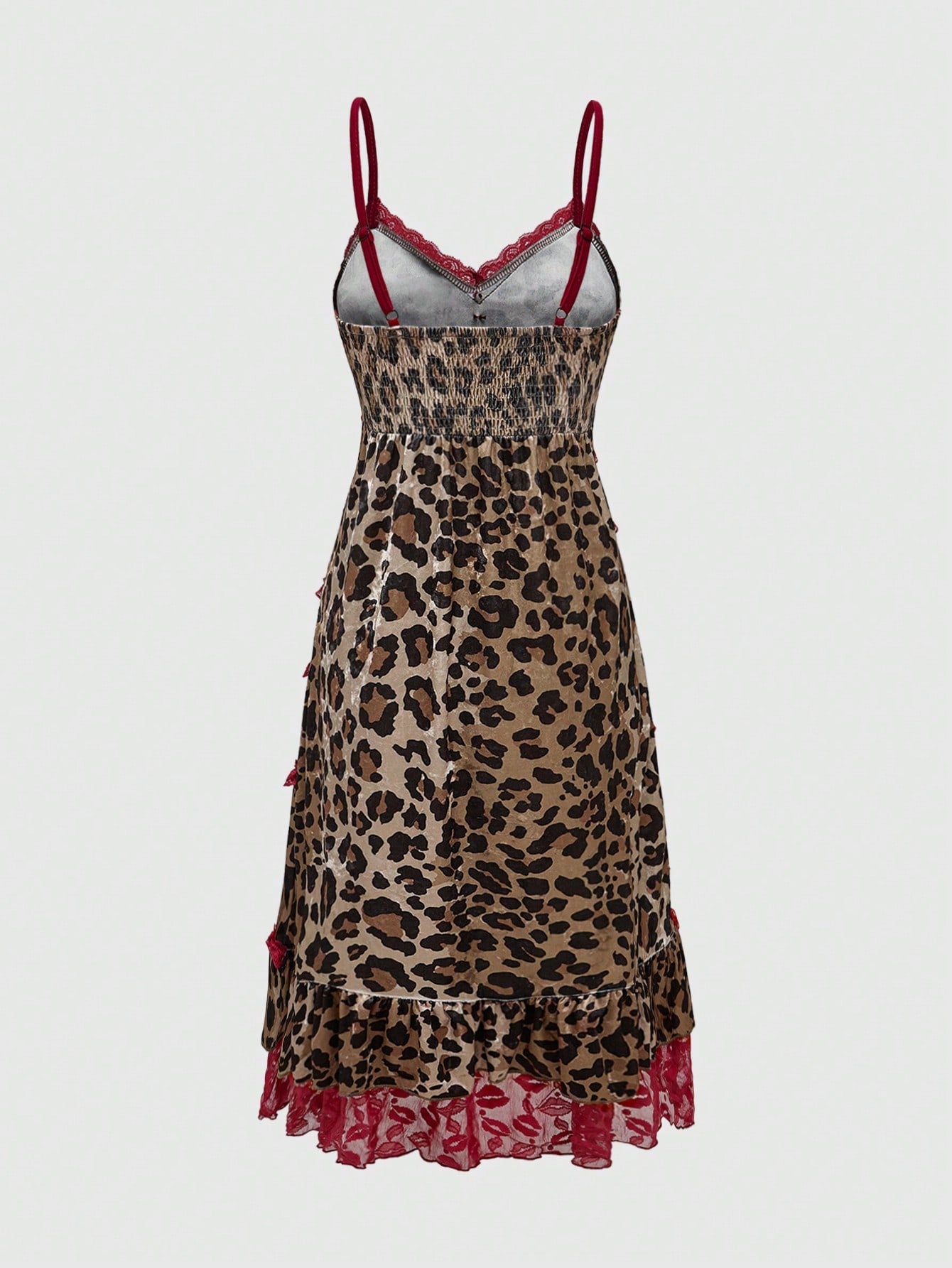 ROMWE Grunge Punk Vestido de largo medio con estampado de leopardo y patchwork, para mujeres, para fiestas y ocasiones formales
