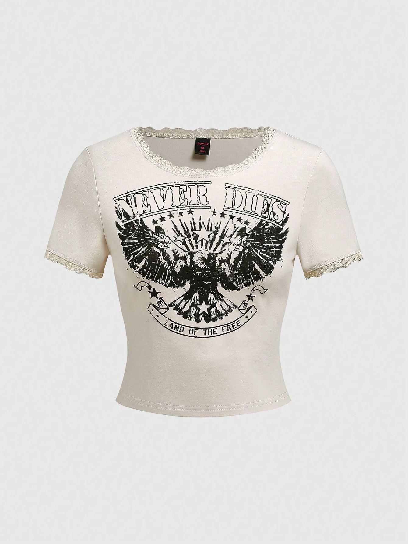 ROMWE Hippie Camiseta de mujer de manga corta con estampado de águila cowboy del oeste