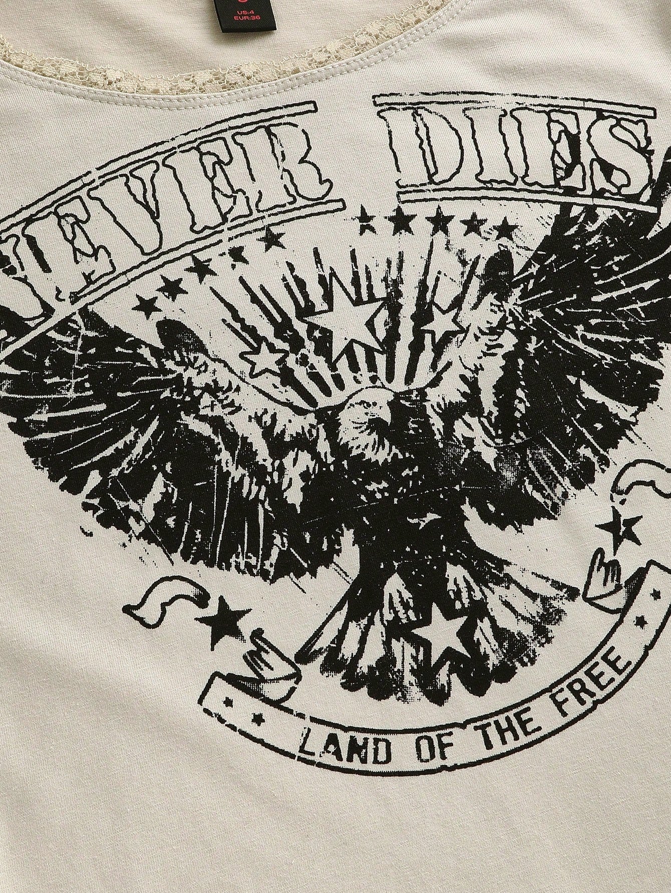 ROMWE Hippie Camiseta de mujer de manga corta con estampado de águila cowboy del oeste