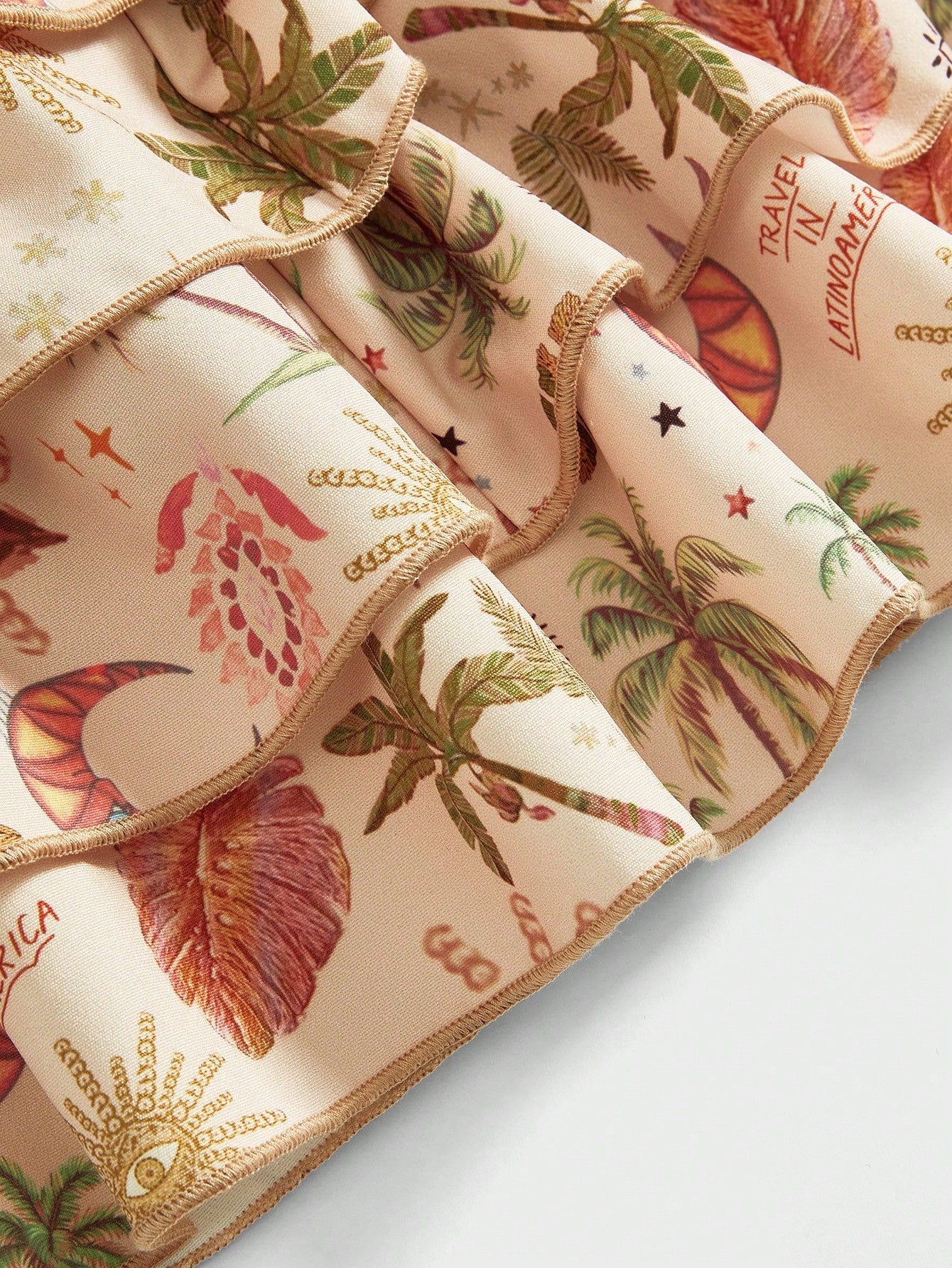 ROMWE Hippie Pantalones cortos con estampado de palmeras tropicales, luna creciente y estrella, estilo hippie de vacaciones en la playa