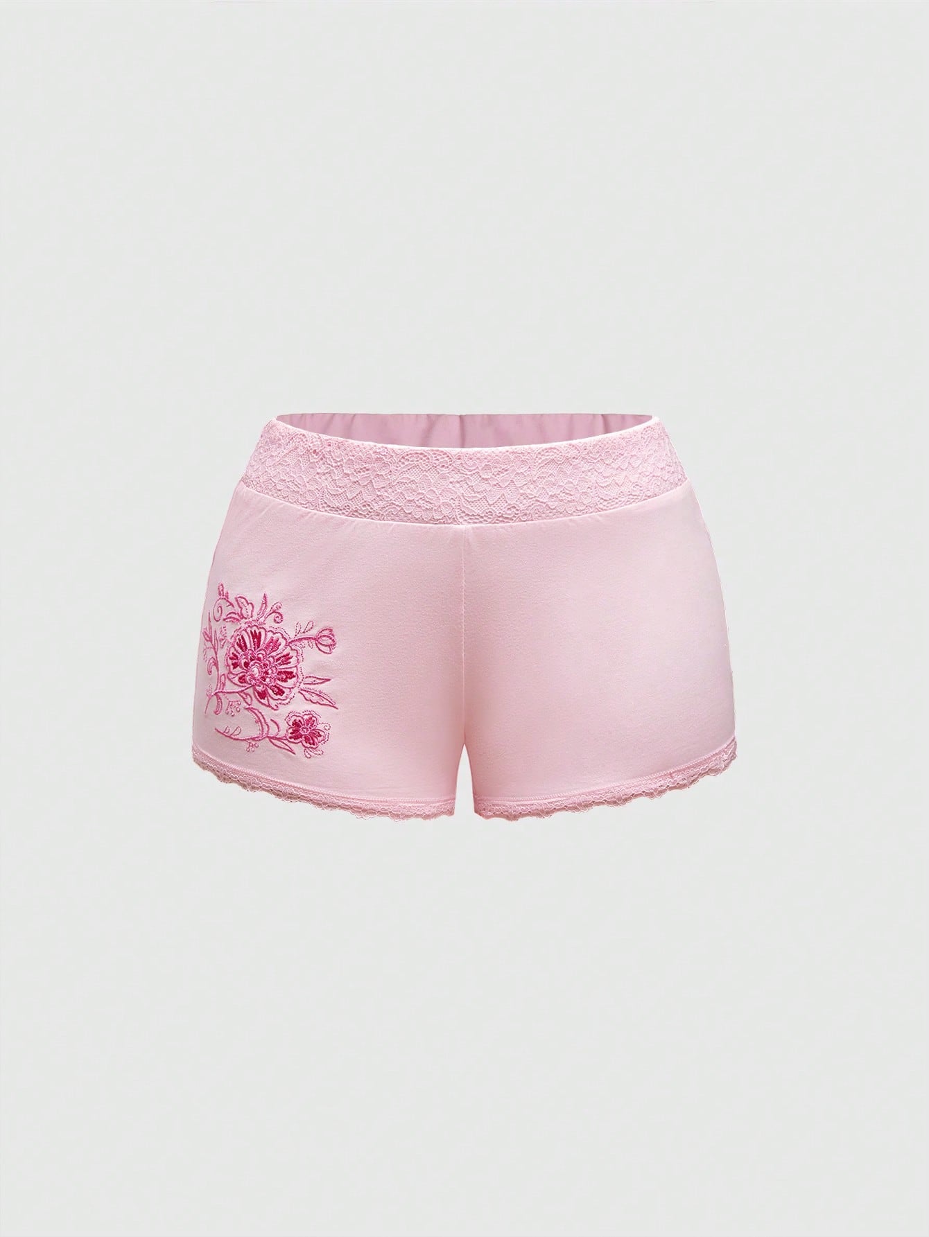 ROMWE Hippie Pantalones cortos de playa casuales de verano para mujer con bordado floral y decoración con tachuelas