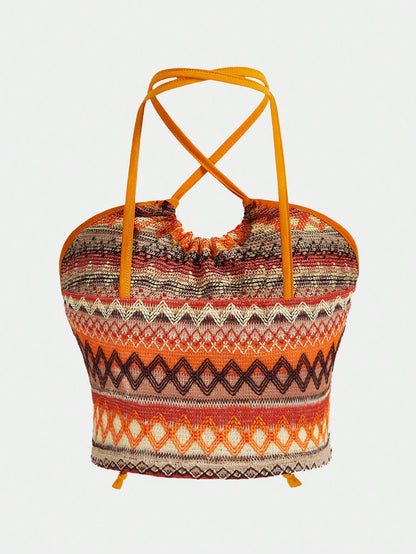 ROMWE Hippie Top De Halter De Ganchillo Geométrico Para Mujeres